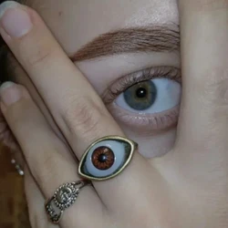 Gothic Exaggerated Alloy Geometry Punk Retro Personality Jewelry Brown Fashion Chic Rings Blue Style Fashion Hot Gift