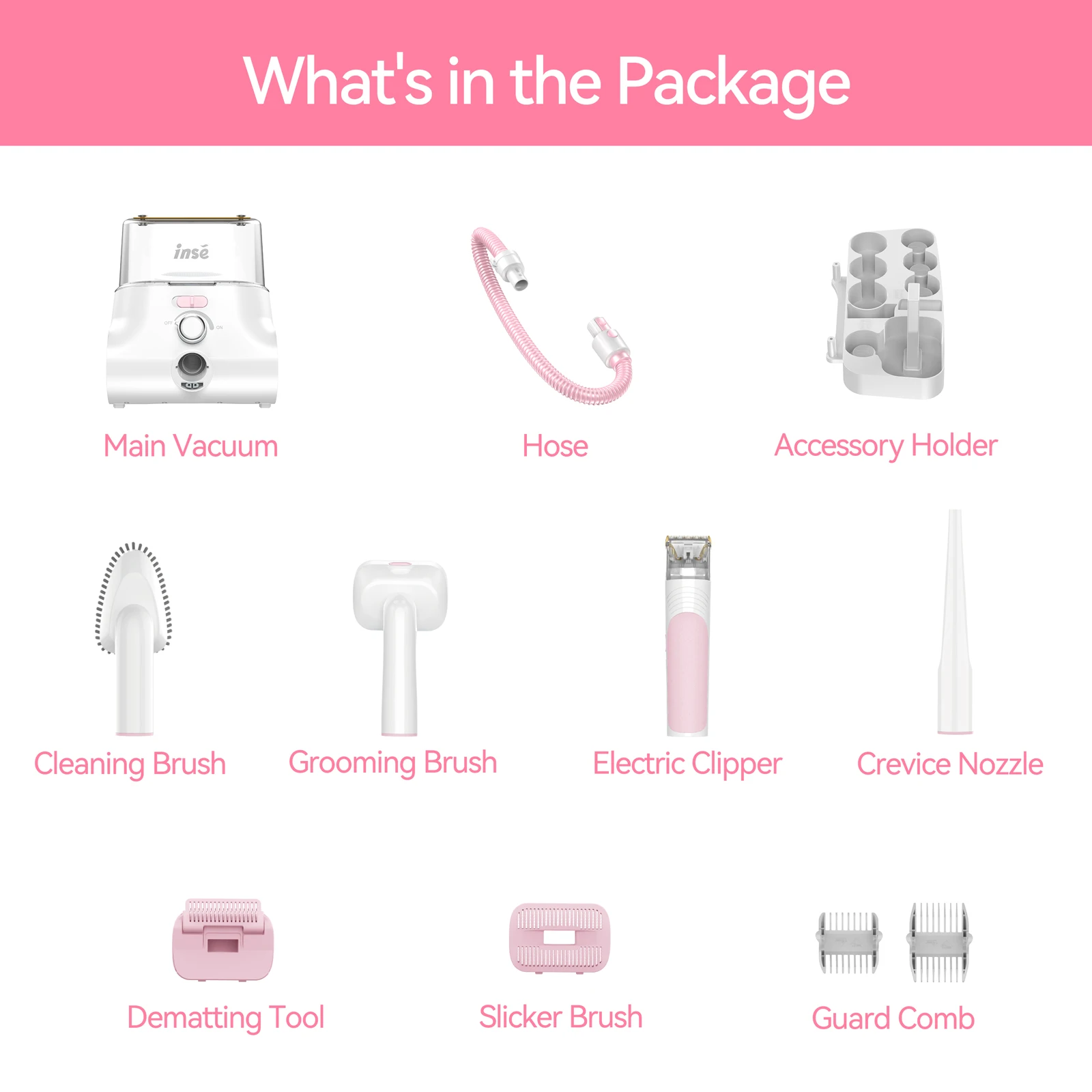 INSE P30 애완 동물 그루밍 키트, 4.5L 대형 먼지 컵, 5 인 1 초저소음 개 면도기, 진공 청소기 포함
