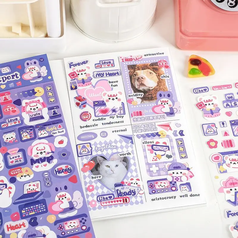 MOHAMM 1 Sheet Hand Account Collage Material Decoration Cartoon Rabbit Cosplay Stickers Cute