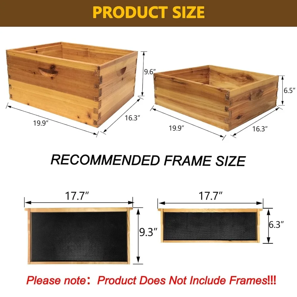 5-Layer Bee Hive, Langstroth Beehive Kit with 100% Beeswax Coating Includes 2 Deep Boxes & 3 Medium Layers for Optimal Honey