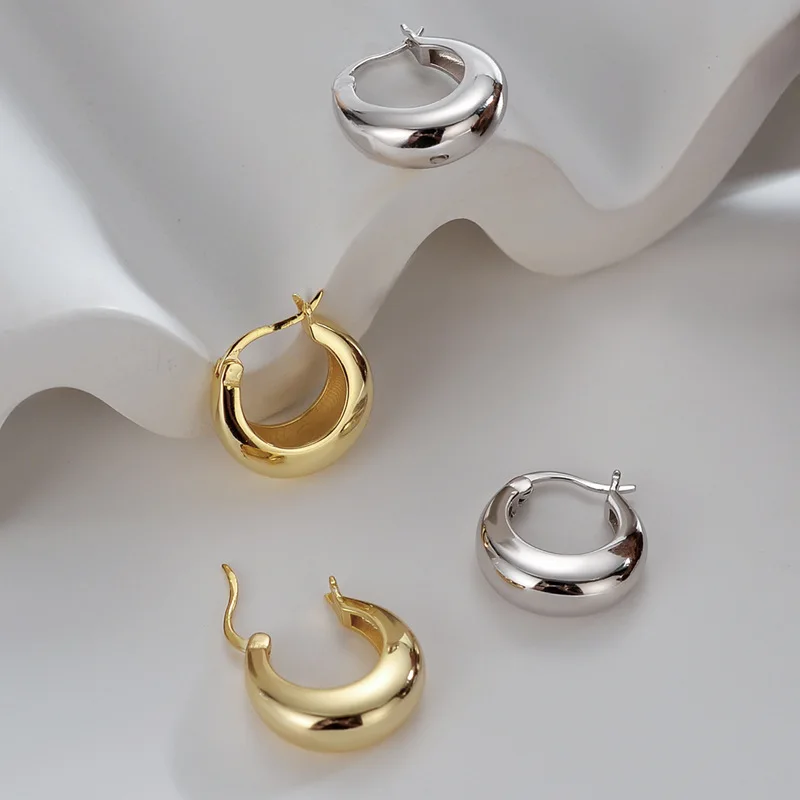 925 Sterling Silver Chunky Hoop Earrings for Women Circle Punk Ear Office Jewelry Party Birthday Gifts Dropshipping Wholesale view 5