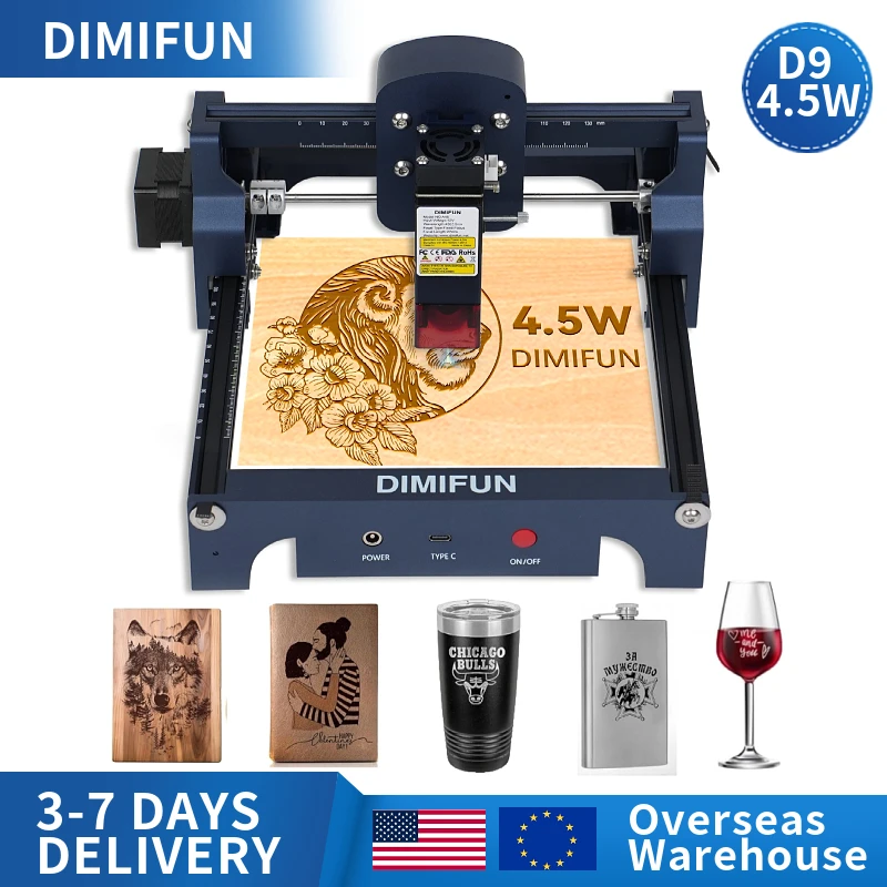 DIMIFUN D9 Mini Laser Engraving Machine with 4.5W Power, Perfect for DIY Projects and Personalization gravador laser