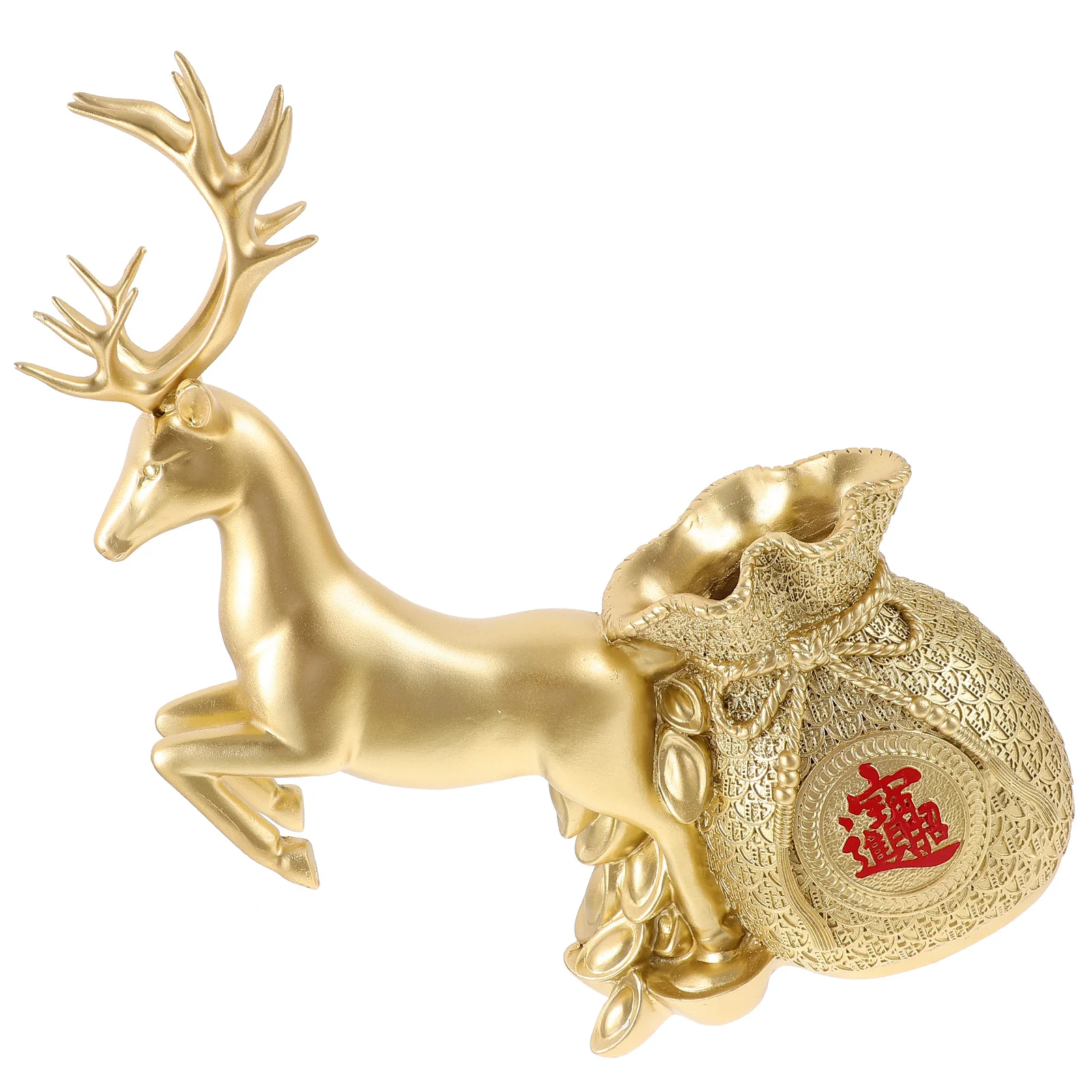 

Golden Deer Resin Blessing Pouch Figurine Fortune Decor New Year nament Resin Blessing Bag Figurines Home Accessories