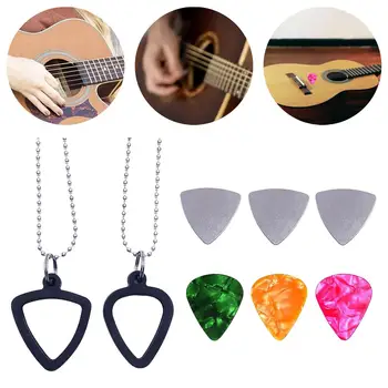 Porte-crochets de guitare, collier de rangement de plectres de guitare Portable avec 6 plectres pour basse, guitare électrique, cadeaux pour musiciens, amateurs de musique