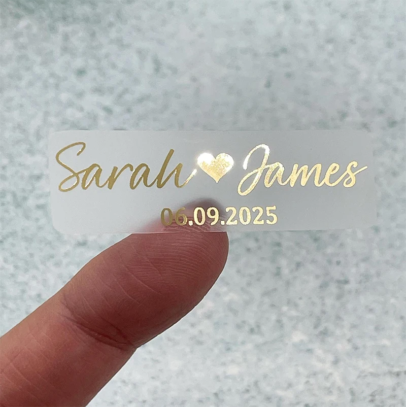 50Pcs Personalized Rectangular Wedding Stickers Custom Gold Foil Wedding Favor Thank You Stickers Welcome Gift Bag Labels