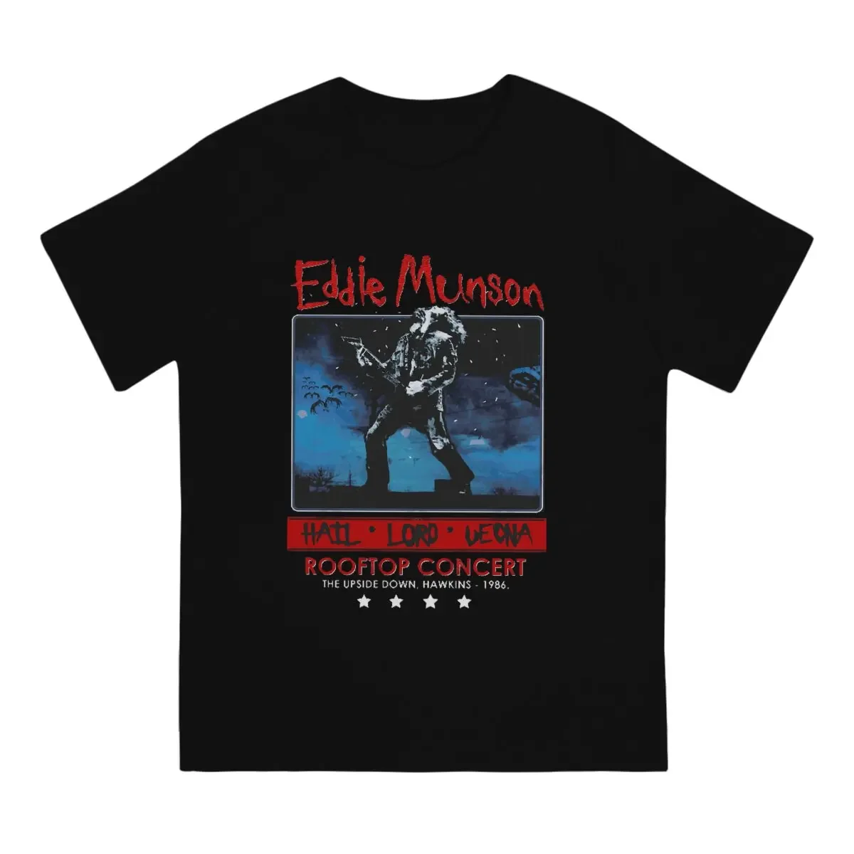 Creative Eddie Munson's Rooftop Concert T-Shirt Men Crew Neck  Cotton T Shirts Eddie Munson Short Sleeve New Arrival Tops