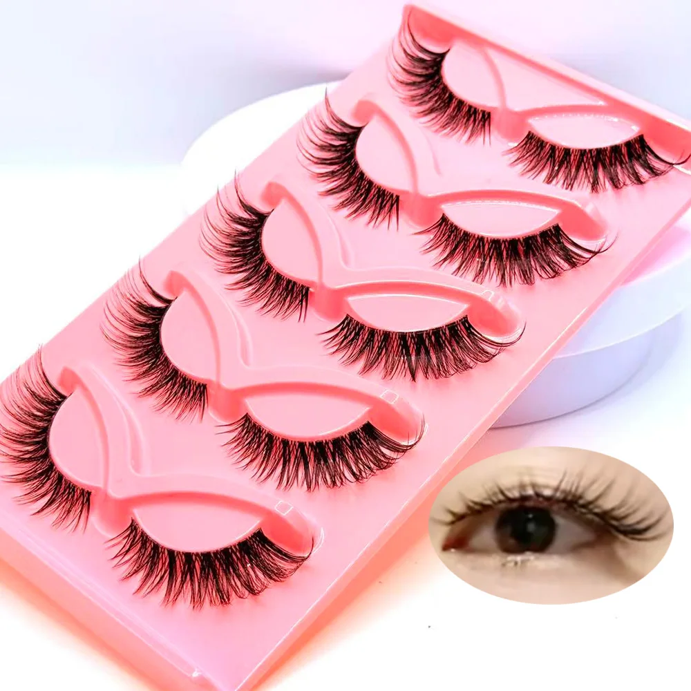 5 أزواج دراماتيكية مجعدة مجنحة ممدود لينة فو المنك جلدة الثعلب القط العين الرموش الصناعية #1