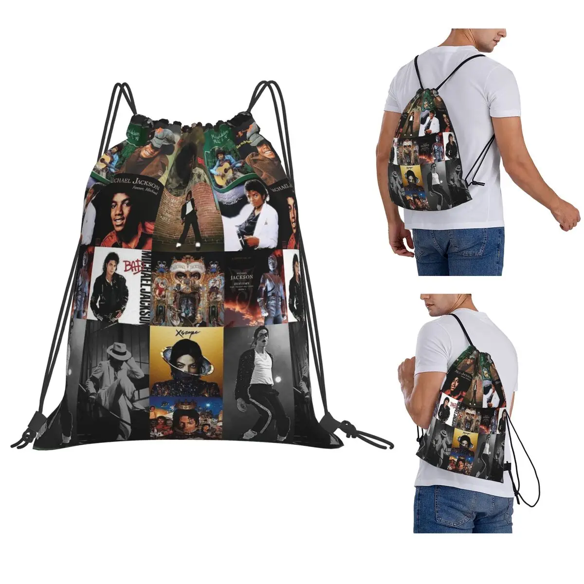 Michael Jackson Backpacks Multi-function Drawstring Bags Sports Bag Book Bags for Man Woman School