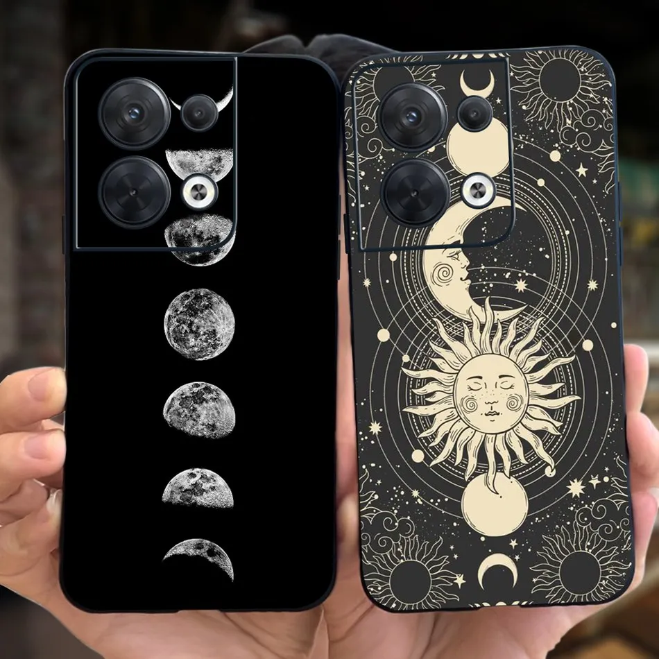 For OPPO Reno8 CPH2359 Case OPPO Reno8 Pro CPH2357 Reno 8 8Pro 5G Fashin Moon Pattern Soft Silicon Phone Back Cover