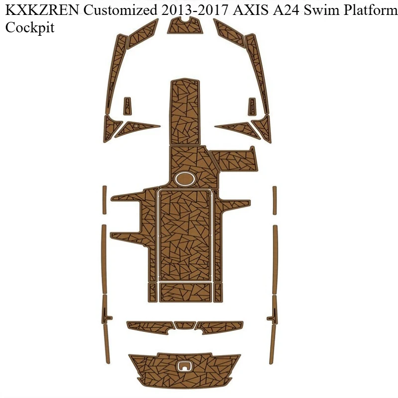 

KXKZREN Customized 2013-2017 AXIS A24 Swim Platform Cockpit Faux Teak Boat Decking Sheet Marine Yacht Self-adhesive Flooring Pad