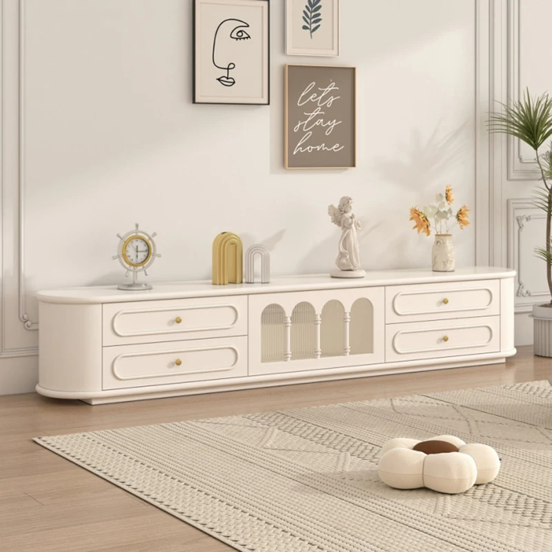 

White Cream Tv Stands Living Room Save Space Room Decor Large Size Clear Vintage Tv Table Luxury Muebles Ornaments Home Decor