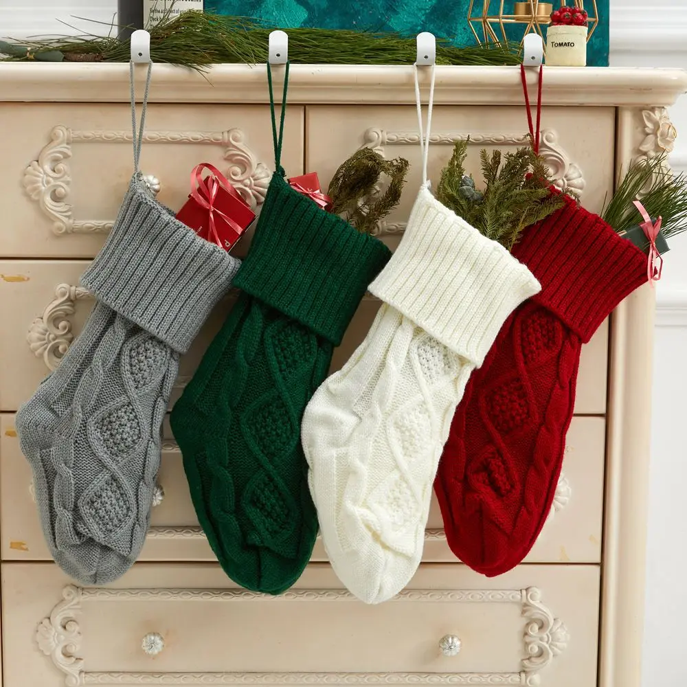 Runtowo 1 قطعة جوارب عيد الميلاد المحبوكة المنزل عيد الميلاد الموقد شجرة عيد الميلاد الحلي سنة جديدة سعيدة عيد الميلاد لطيف شنطة هدايا