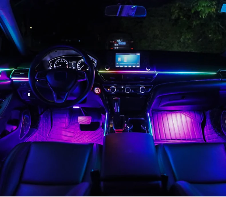 18-in-1 Symphony Dual Zone Auto LED Umgebungslicht Vollfarb-Streamer RGB versteckter Innenraum Acrylstreifen Dekoration Atmosphäre Kit – Detail 14