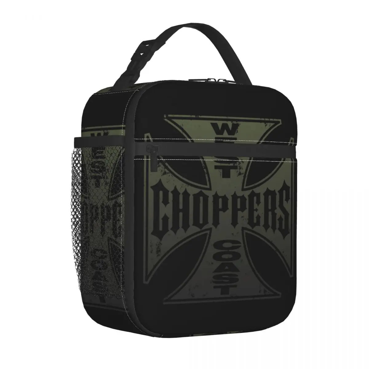 Custom West Coast Chopper Iron Cross Lunch Bag Men Women Cooler Warm Insulated Lunch Boxes for Children School