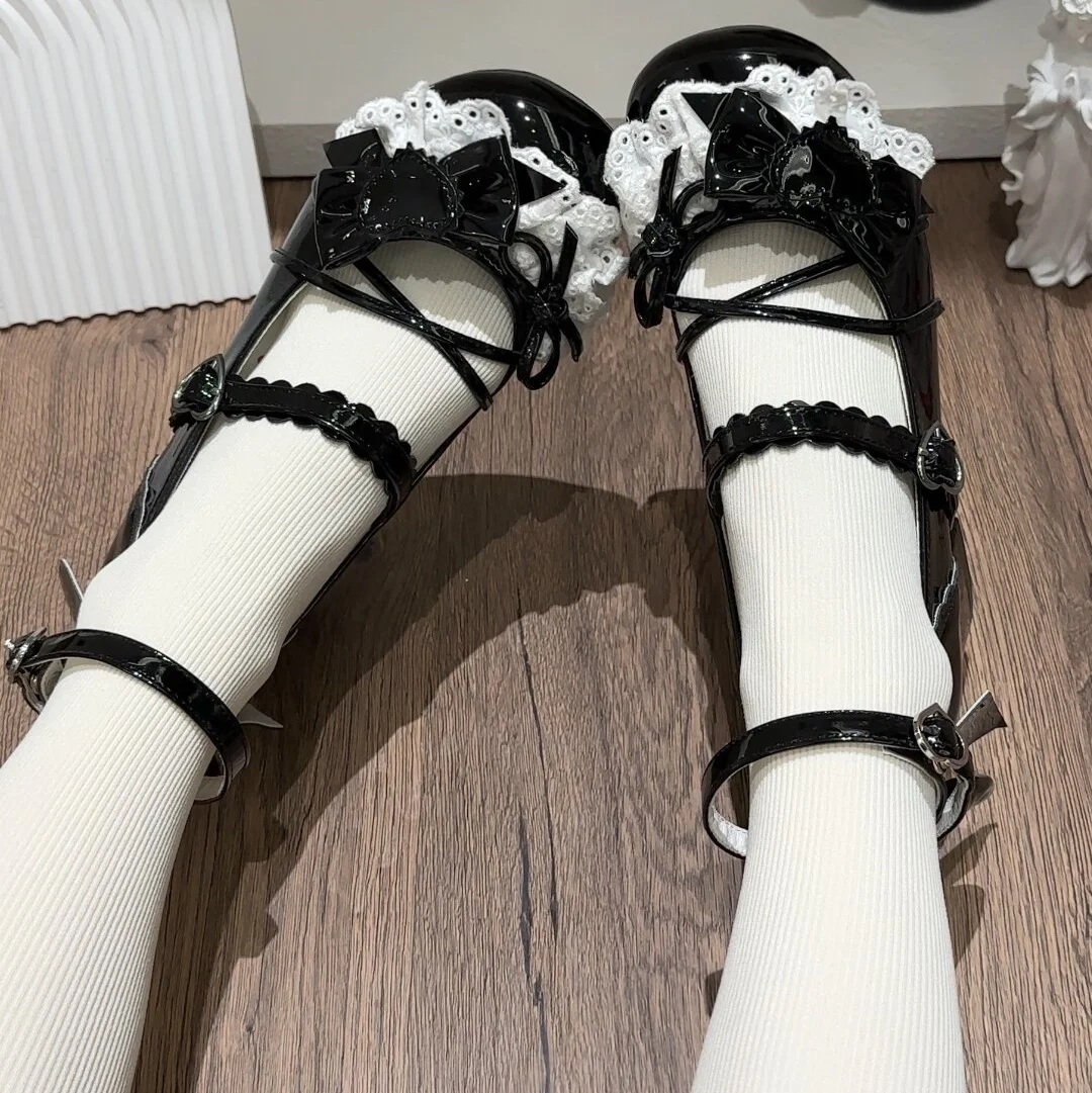 

Оригинальные туфли в стиле Лолиты Brett Sweetheart Witch Night, милые японские туфли Мэри Джейн на среднем каблуке с круглой головкой, женская обувь