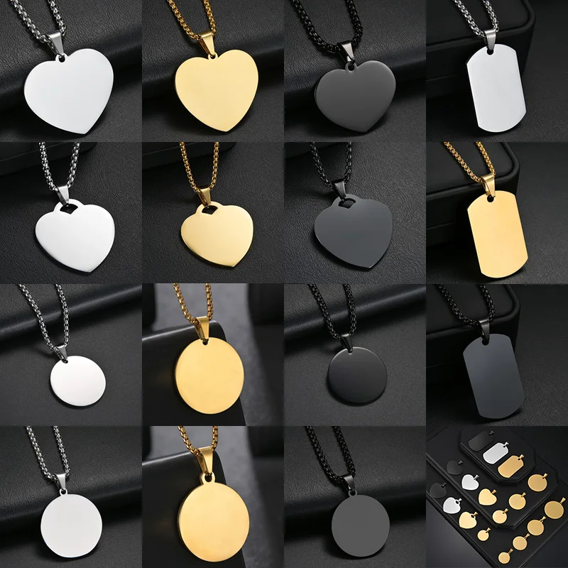 Multiple Styles Blank Dog Tag Necklace For Men Women High Quality Stainless Steel To Record Metal Pendant Engraving Wholesale