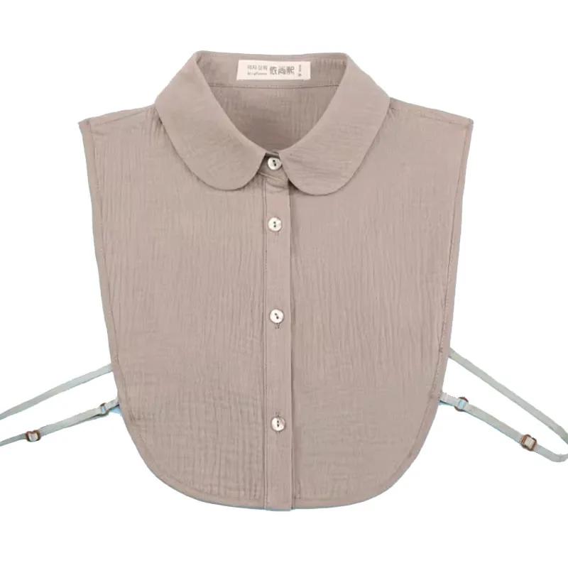 Camisa de cuello desmontable de Color caramelo para mujer, cuello falso de mezclilla, Collar falso a cuadros, gargantilla de encaje para mujer, camisa