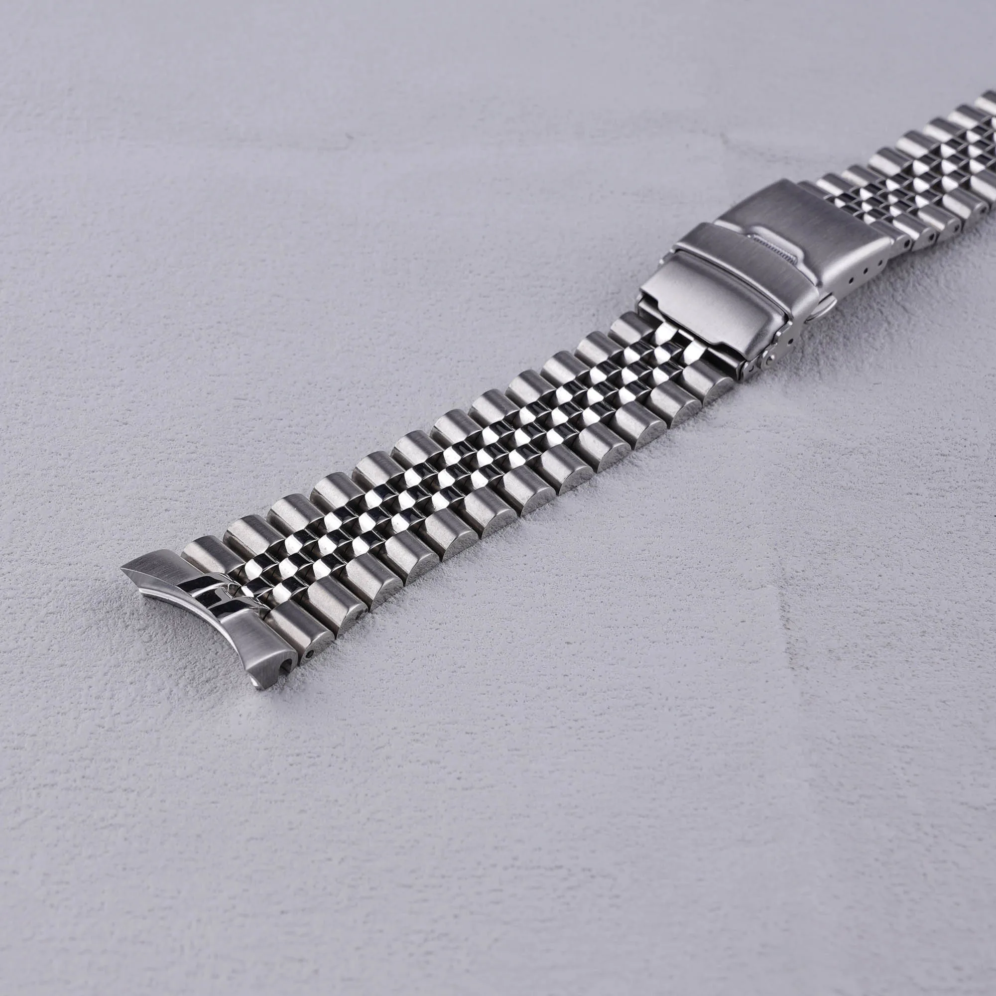 ل شرقي كاماسو/ماكو III 22 مللي متر الصلبة منحني نهاية الفولاذ المقاوم للصدأ الفضة اليوبيل حزام (استيك) ساعة حزام أساور فاخرة بواسطة Carlywet #4