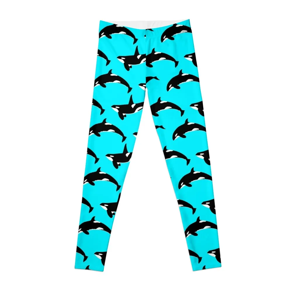 Orca Pattern: Cyan Leggings for fitness high waist Golf wear Womens Leggings