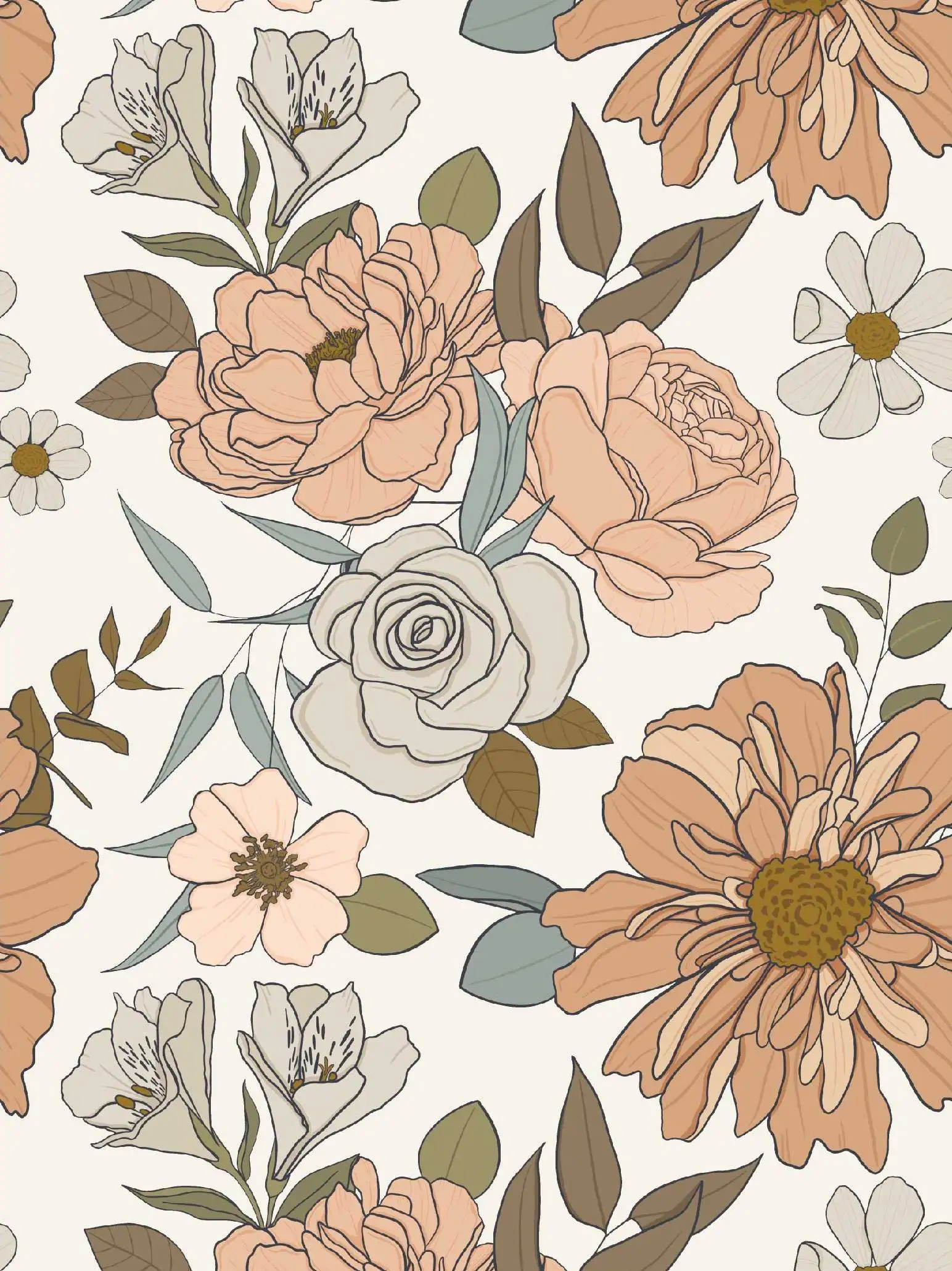 

Vintage Floral Peel and Stick Wallpaper Removable Peony Self Adhesive Contact Paper Daisy Wallcoverings for Bedroom Drawer
