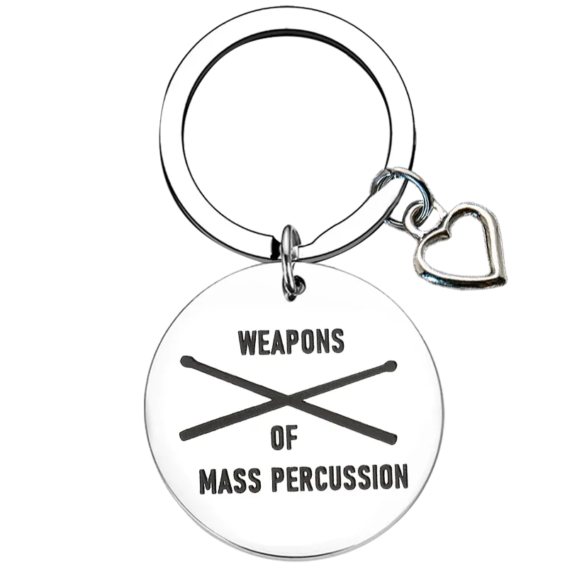 New Drummer Gift Key Chain Ring Weapons of Mass Percussion Drum Kit keychains pendant Musician Gift