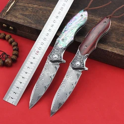 New Damascus Pocket Folding Knives for Men Survival Hunting Knife EDC Portable Tools Outdoor Utility Knife