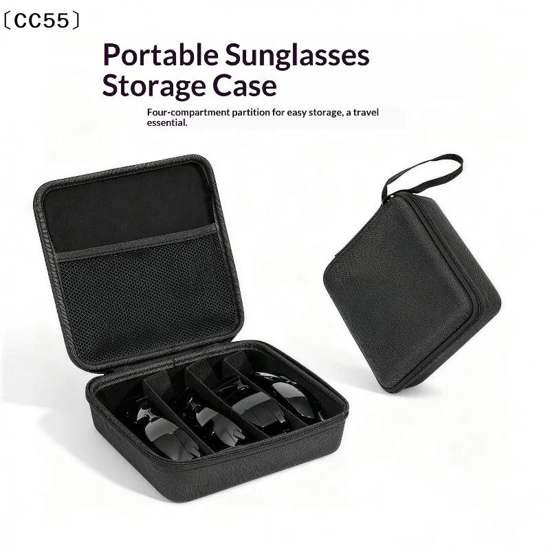 4/5/6/7/8 Compartments Adjustable Glasses Organizer, Portable Black Storage Bag Case For  Sturdy Dividers Eyewear Box〔CC55〕