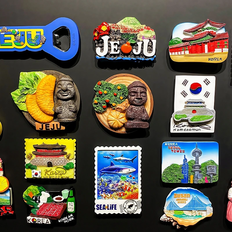 South Korea Busan Jeju Island Seoul Pagongan Ri Bridge Chongli Gate Refrigerator Fridge Sticker 3D Handmade Resin Travel Gift So