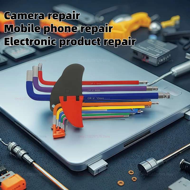 9 حزمة اللون مشفرة مزدوجة الرأس مسدس مفتاح بانة مجموعة الذراع الطويلة الدراجة إصلاح السيارات CR V أدوات للميكانيكية