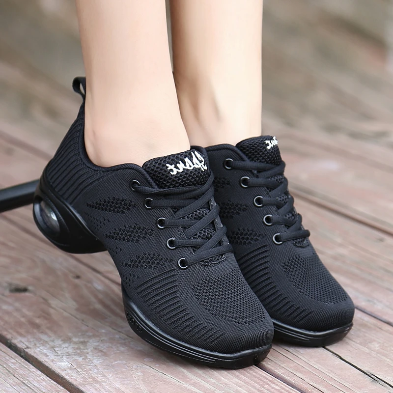 Women's Breathable Mesh Dance Shoes with Air Cushion, Professional Jazz Hip Hop Sneakers for Modern Dancing & Fitness 706