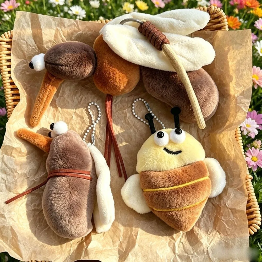 Mosquito Plush Insect Pendant Cockroach Fly Backpack Charm Hanging Ornaments Decoration Insect Series Keychain Birthday Gift