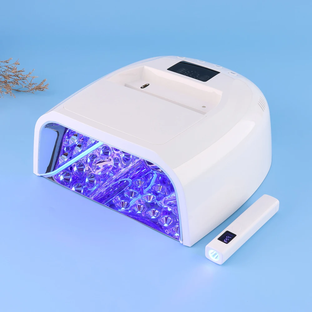 2025  Dual System  128W  Uv Led Nail Lamp Smart Main Nail  Lamp with 9W Press Mini Lamp With Silicone for Efficient Nail Salons