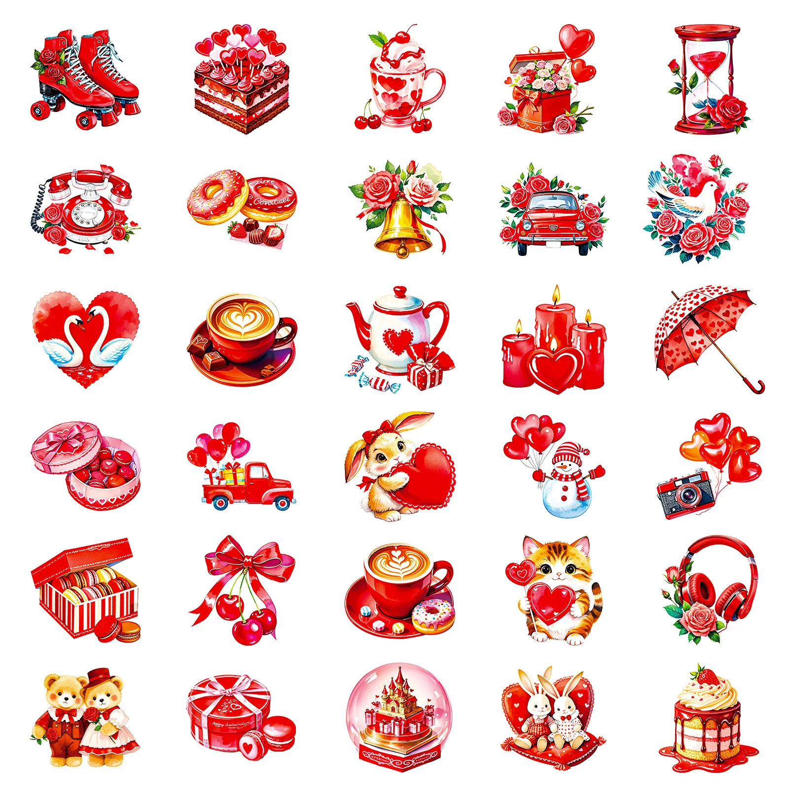 56 قطعة من ملصقات الكتابة على الجدران الجديدة من سلسلة اعتراف الأحمر اللطيفة لمحبي الرسوم المتحركة هدية رومانسية ملصقات تزيين لدفتر القرطاسية