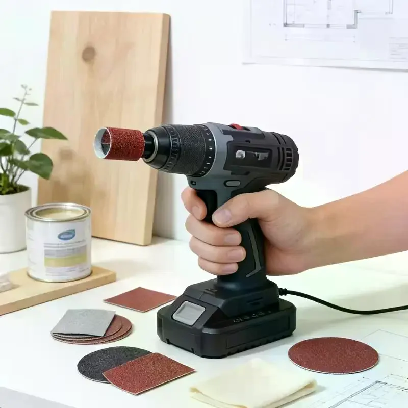 3pcs Screwdriver Grinding Head, 3-in-1 Flat/Concave/Convex Sanding Wheel, Self-Adhesive Trimmable Sandpaper, Winding Accessory