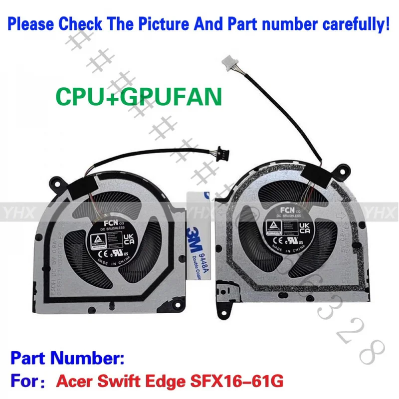 SS+Brand New CPU GPU Dual Left Right R+L Cooling Fan For Acer Swift Edge SFX16-61G Laptop Thermal Radiator Cooler Replacement Sp