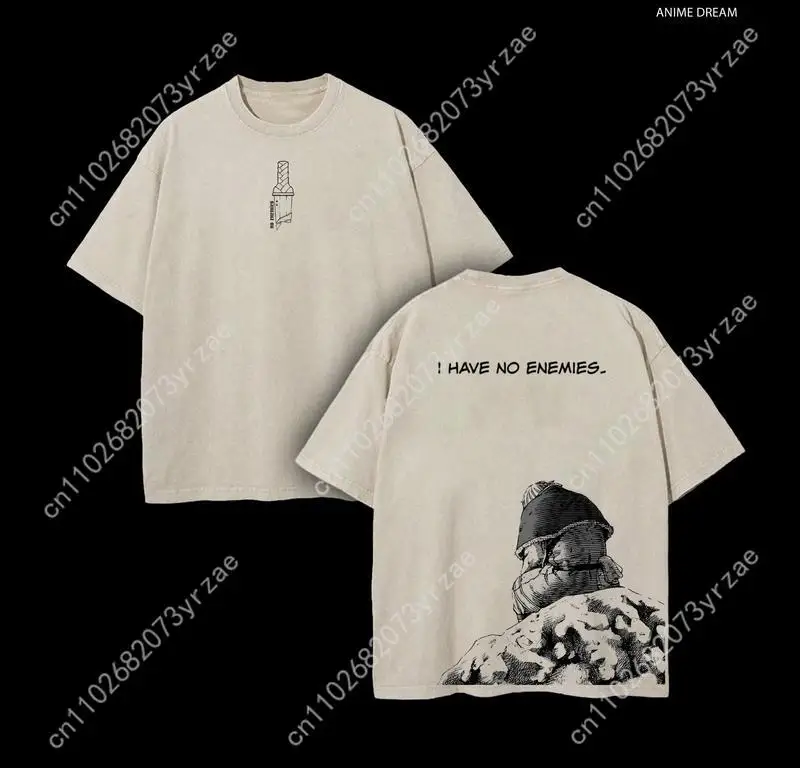 Koszulka Vinland Saga Retro Wash Męska Damska Wysokiej Jakości Vintage T-shirt Bawełniana Krótkie Rękawy Modna Koszulka Miękka Oddychająca