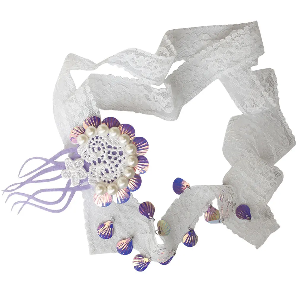 Bridal Headdress Jellyfish Ribbon Style Simulated Pearl Headband Wedding Hair Band Bride Hair Decor Elastic Fit