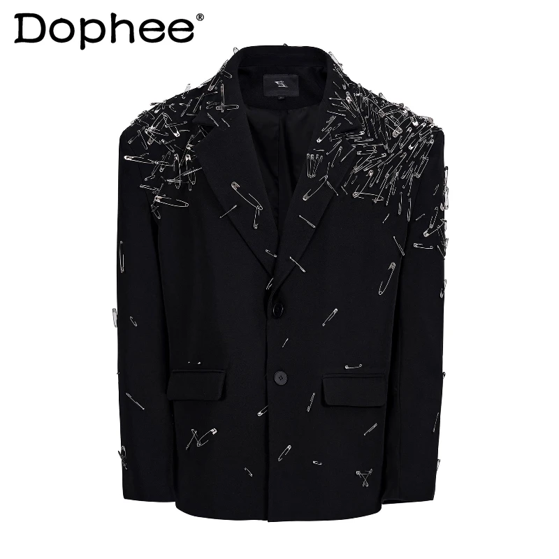 

Men's High-End Handmade Pin Suit Jackets Men's 2025 Autumn New Men's Fashion Suit Jackets Male Personality Trendy Tailored Coats
