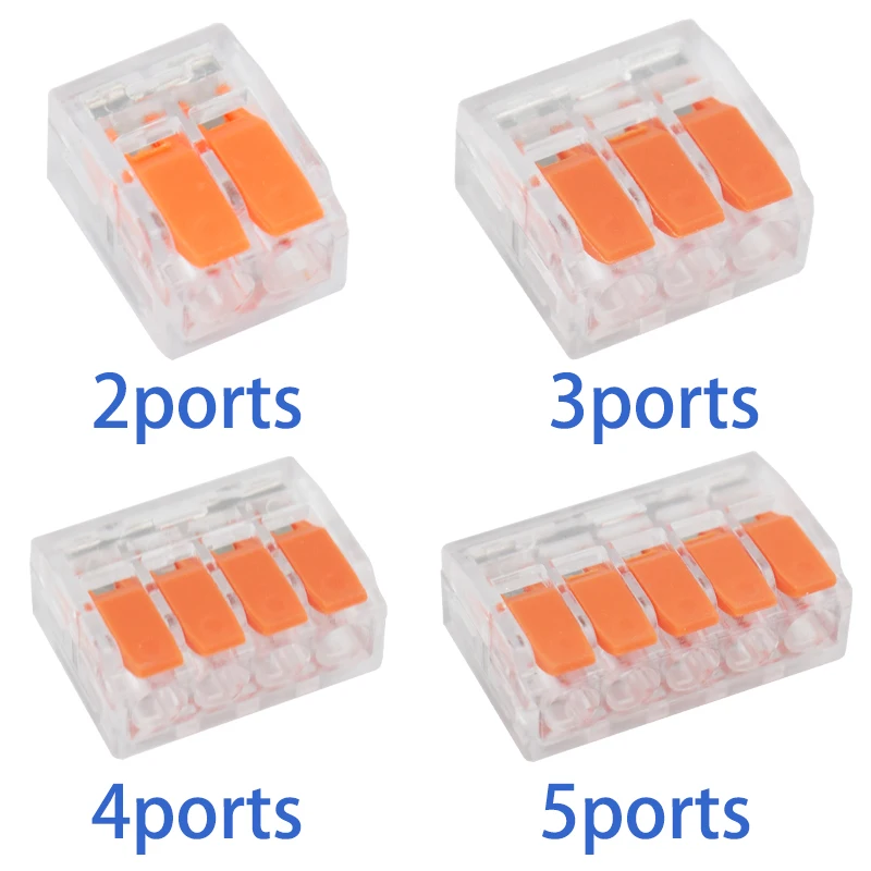 30 Pcs Orange Combination Cable Connector 1 In And Out Fast Cable Electrical Clamp Kit Connector Terminal