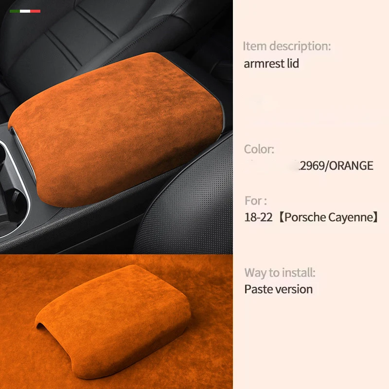 

Super Suede Car Armrest Box Cover Interior Center Console Protective Pad For Porsche Cayenne 2018 2019 2020 2021 2022