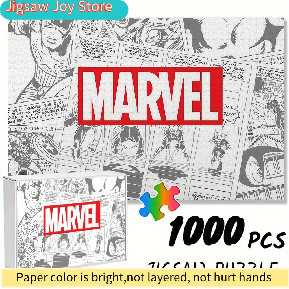 

Marvel Classic Black & White Comic Book Panels Jigsaw Puzzle - 74.93x50.04cm, Durable & Thick DIY Puzzle, Adult Brain Teaser G