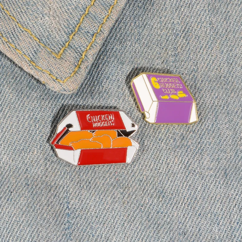 Cartoon Fried Chicken with French Fries Character Movie Pins Enamel Clothing Accessories Backpack Alloy Brooch Badge Enamel Lape