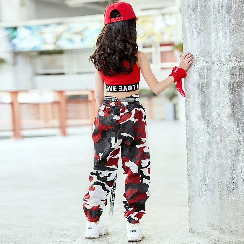 Ropa de baile de rendimiento para niños, disfraz de baile de Jazz para niñas, Hip Hop, ropa de baile callejero, chaleco, Pantalones