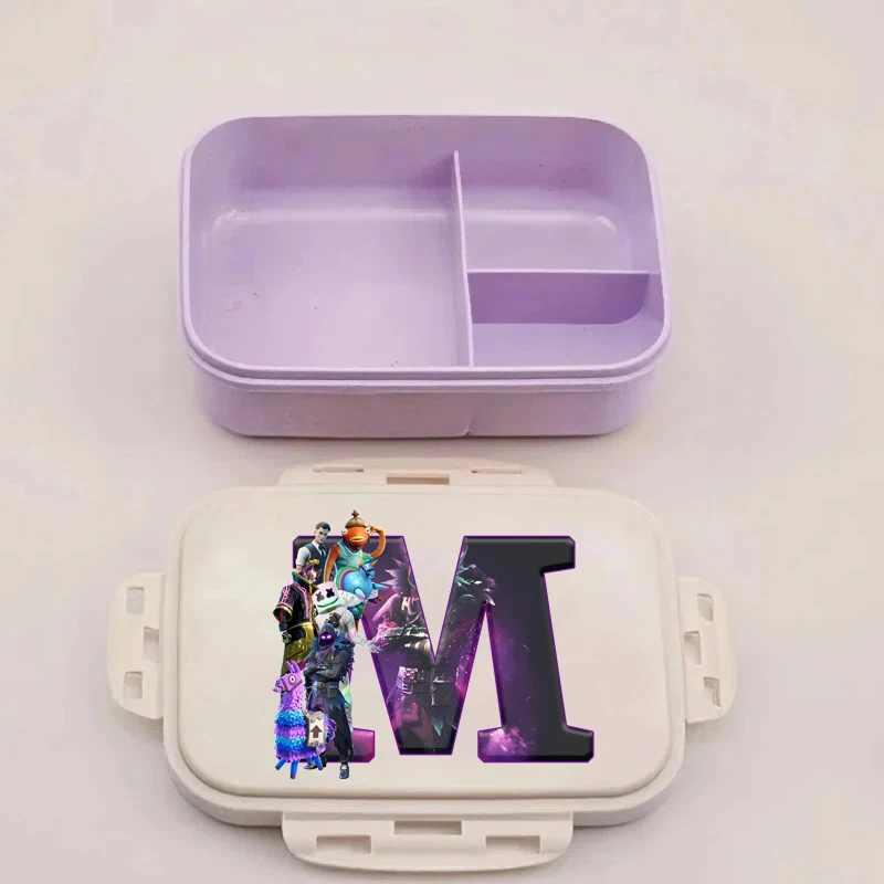 Fiambrera Fortnites Bento, contenedores de almacenamiento de alimentos nocturnos de fortaleza de Anime, A-Z con letras impresas, fiambrera de Picnic para niños, estuches para cena de oficina