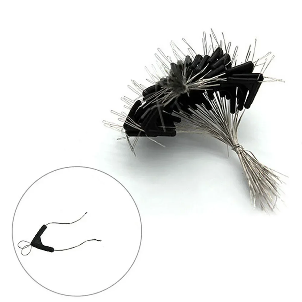 50Pcs/Set Fishing Sub Line Splitters Black Fishhook Splitter Adjusting Anti-winding Eight Type Bifurcation Carpfish Fishing Gear