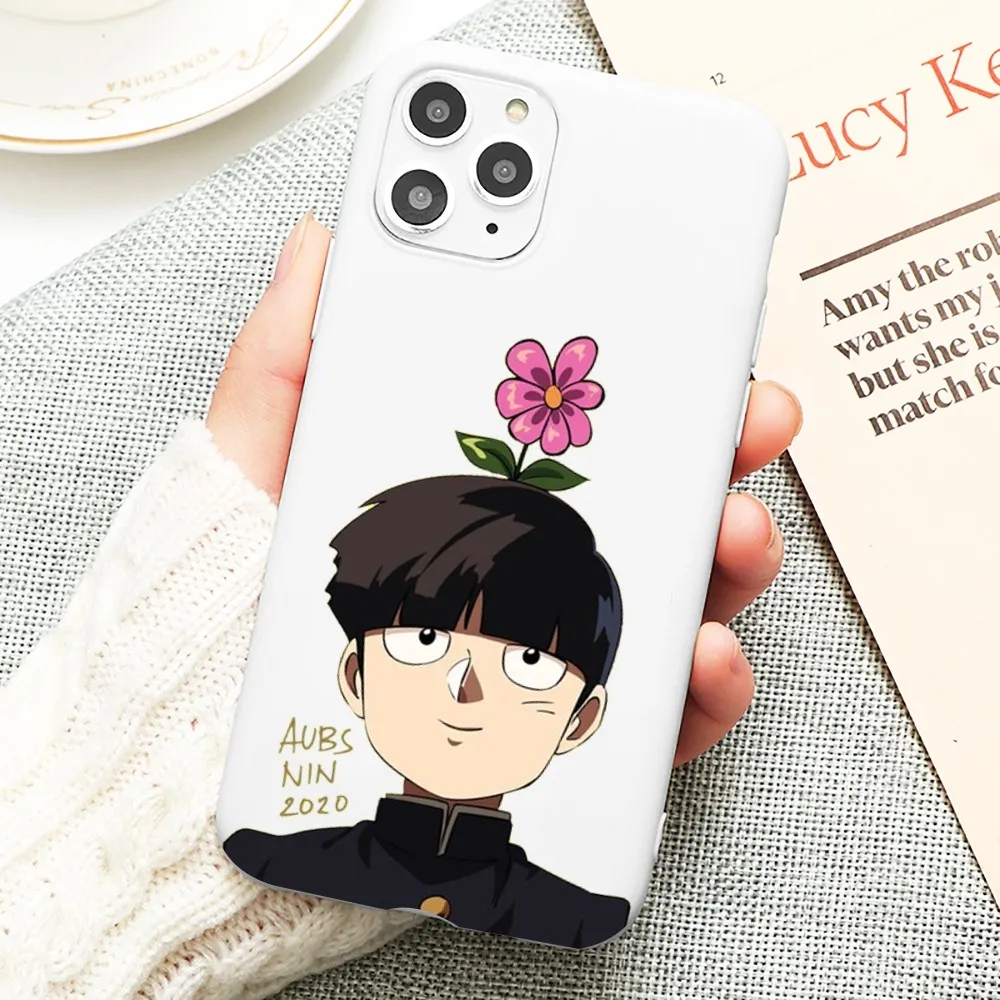 Japan Anime Mob Psycho 100 Phone Case for iPhone 14 11 12 13 Mini Pro Xs Max 8 7 6 6S Plus X XR Solid Candy Color Case