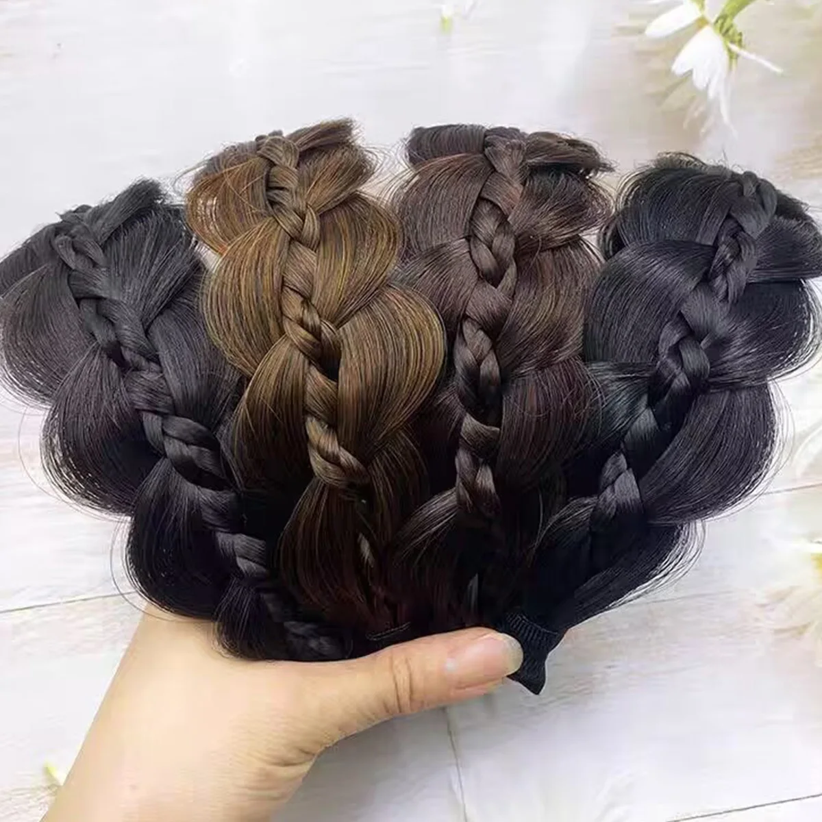 Synthetic Wig Twist Headbands for Women Fishbone Braids Hair bands Handmade Retro Head Hoop Styling Headwear Accessories