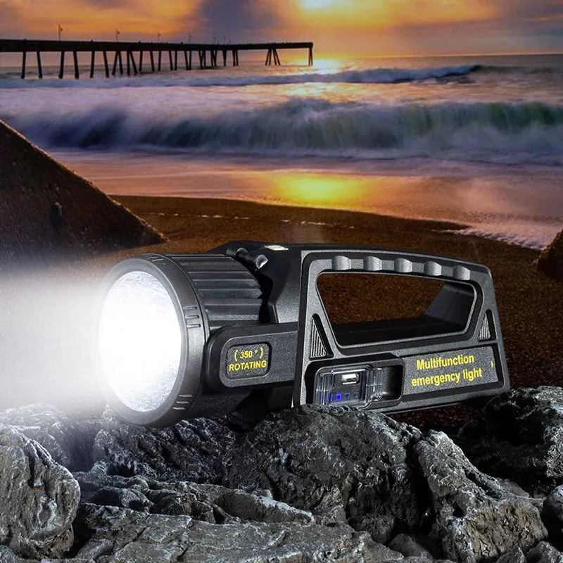 P50 Solar Charging Portable Powerful LED Flashlight Handheld Searchlight USB Rechargeable Spotlight Waterproof Torch Light