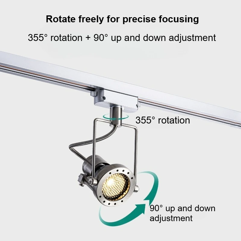 Bauhaus silver retro Led Track Light GU10 Bulb ceiling lights industrial style Orbital Movable For Parlor Kitchen store indoor