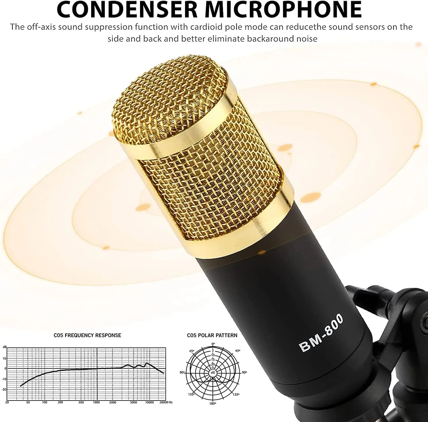 Professional Audio Mixer Tripod Stand Bundle Condenser Microphone for Studio Recording Vocals Wired for Podcast Equipment